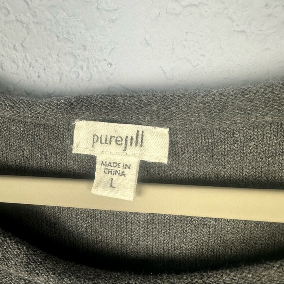 J. Jill Pure Jill Gray Cashmere Cotton Blend Stretch Long Sleeve Sweater Dress L - Picture 2 of 5